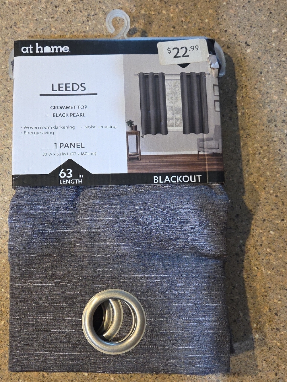 Leeds Black Pearl Blackout Curtain Panel - Black Pearl
